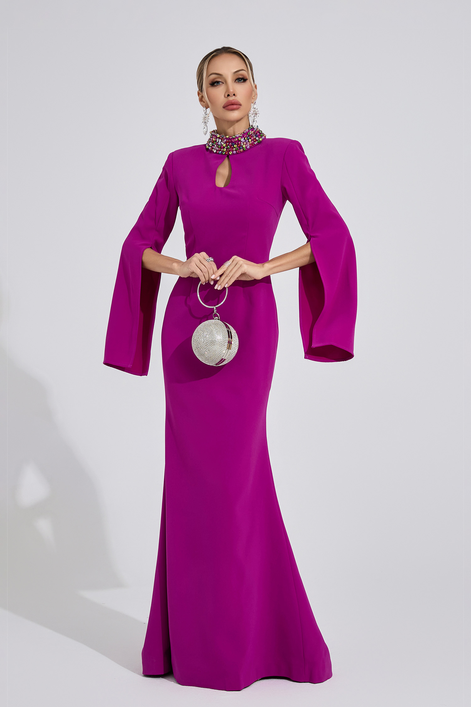 Heath Purple Red Diamond Maxi Dress