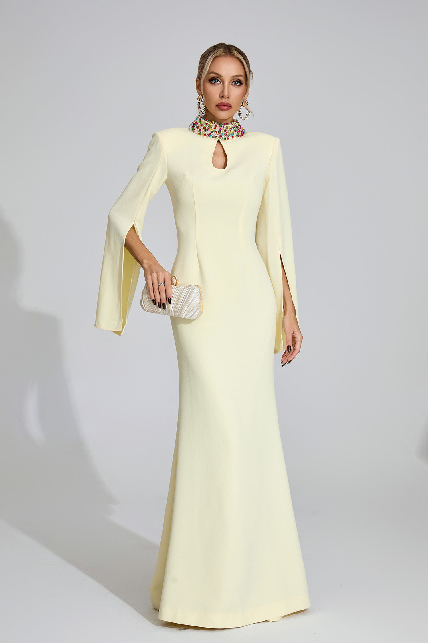 Heath Light Yellow Diamond Maxi Dress