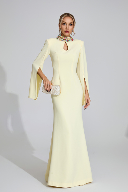 Heath Light Yellow Diamond Maxi Dress