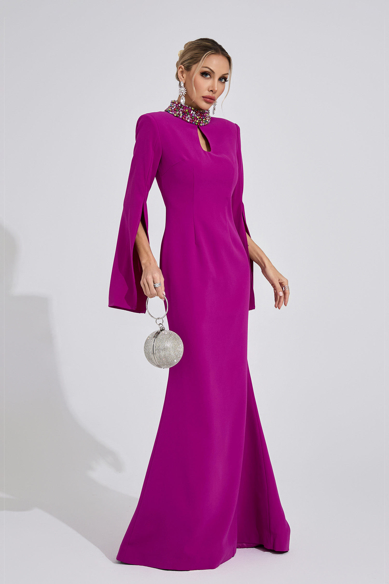 Heath Purple Red Diamond Maxi Dress