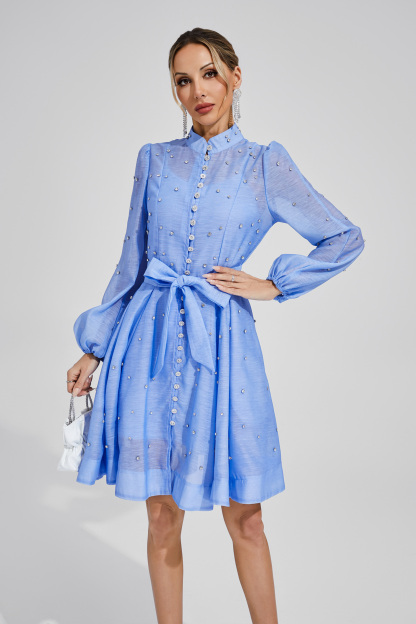 Bennett Blue Diamond Embellished Mini Dress