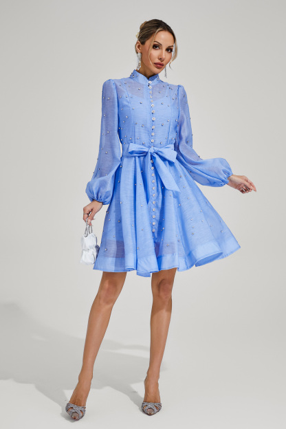 Bennett Blue Diamond Embellished Mini Dress