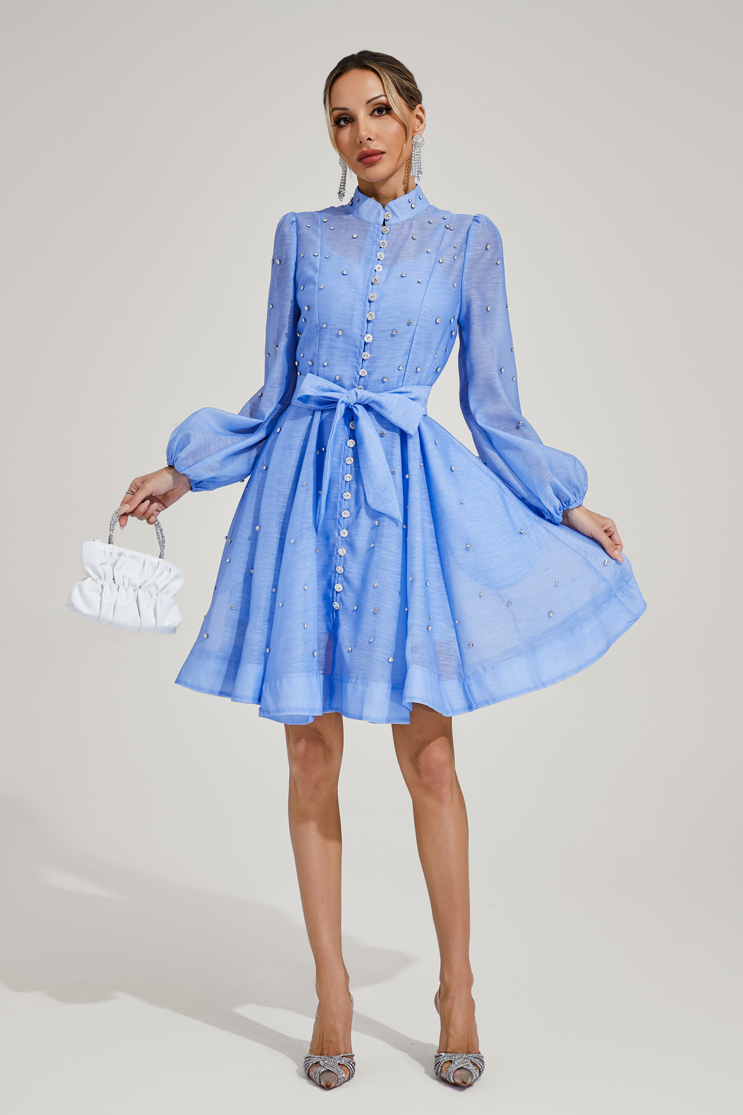 Bennett Blue Diamond Embellished Mini Dress