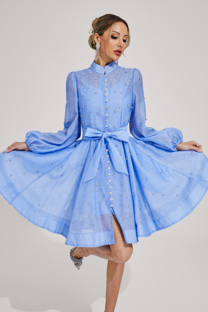 Bennett Blue Diamond Embellished Mini Dress