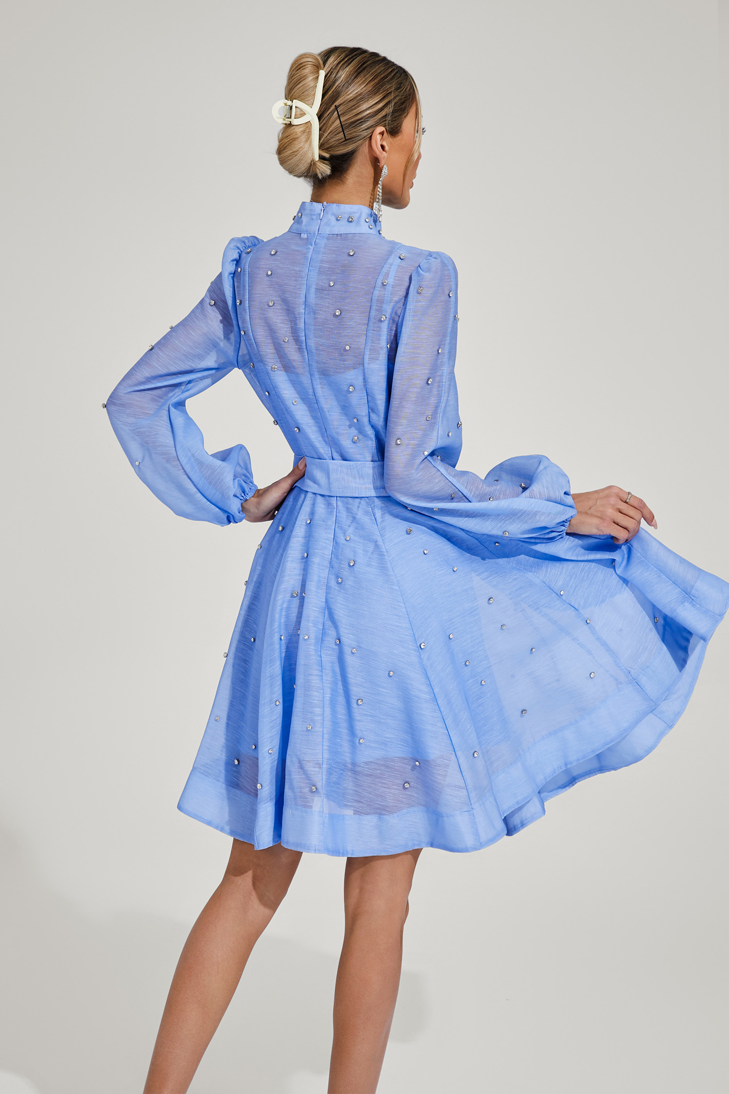 Bennett Blue Diamond Embellished Mini Dress