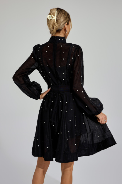 Bennett Black Diamond Embellished Mini Dress