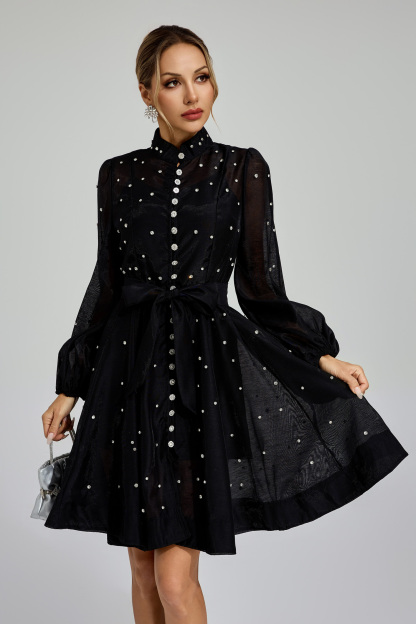 Bennett Black Diamond Embellished Mini Dress
