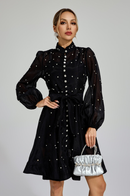 Bennett Black Diamond Embellished Mini Dress