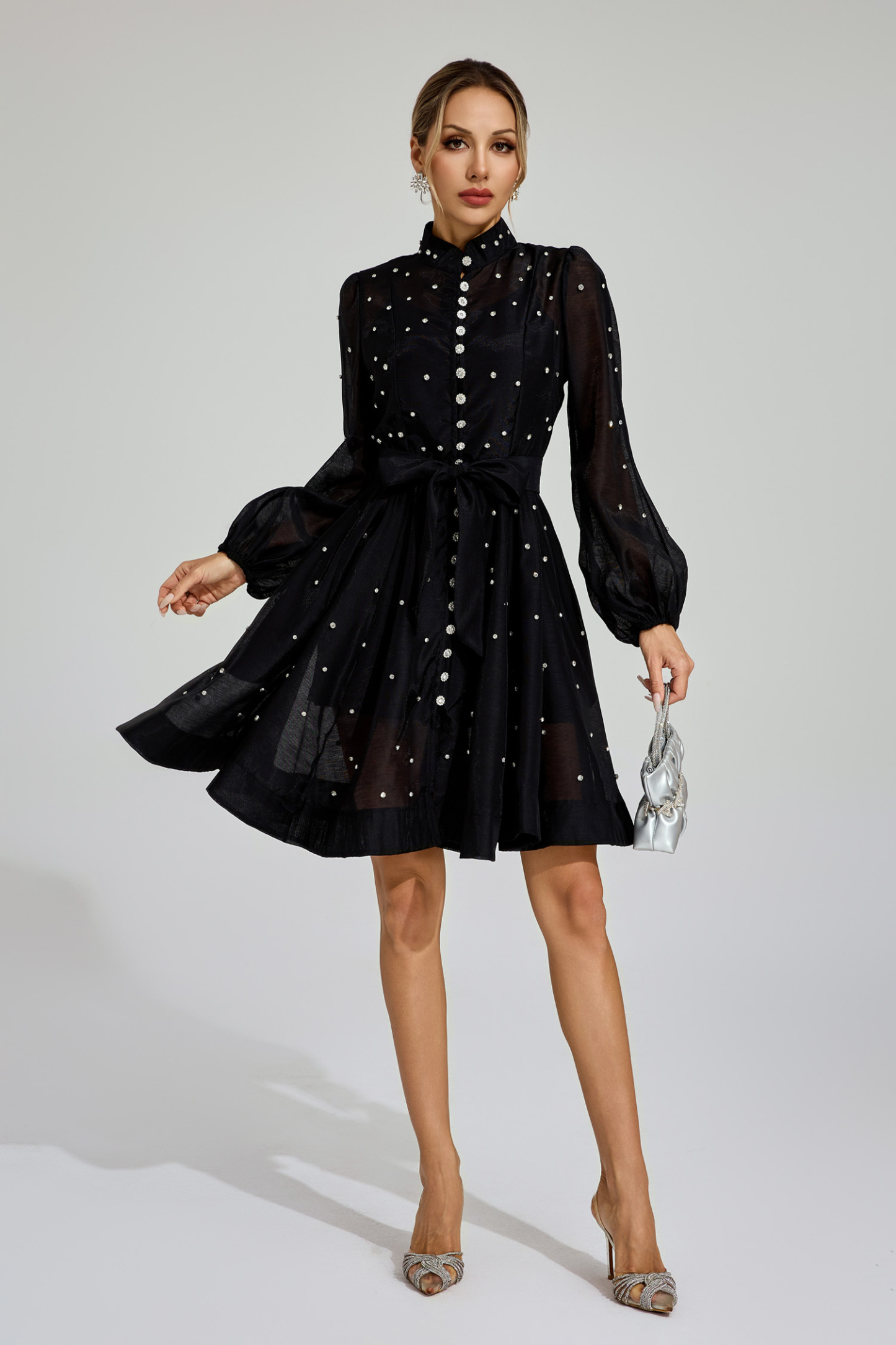 Bennett Black Diamond Embellished Mini Dress