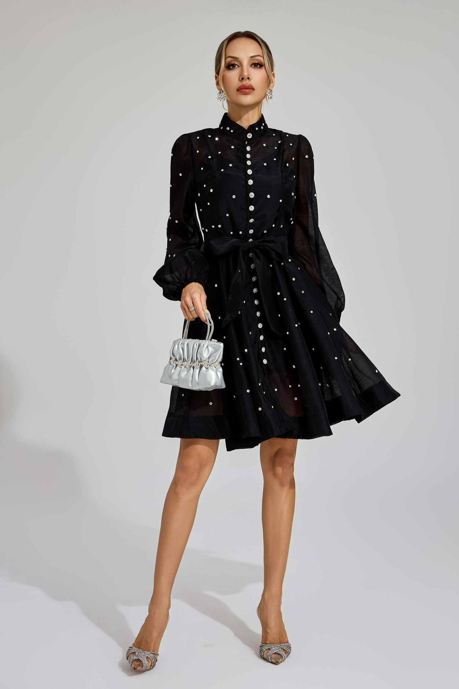 Bennett Black Diamond Embellished Mini Dress