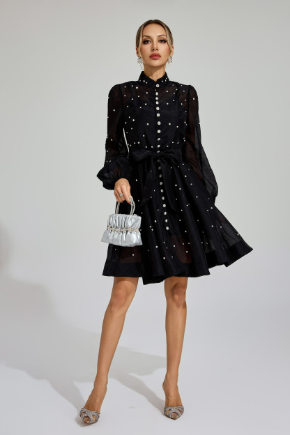 Bennett Black Diamond Embellished Mini Dress