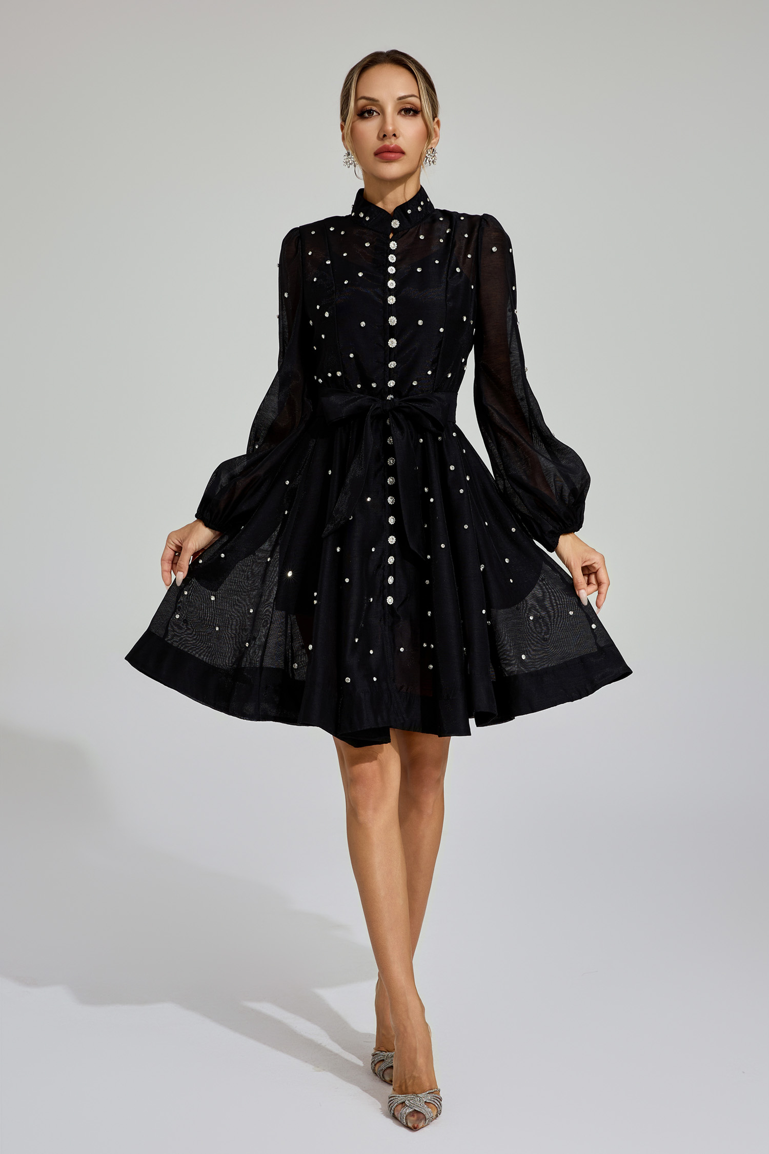 Bennett Black Diamond Embellished Mini Dress