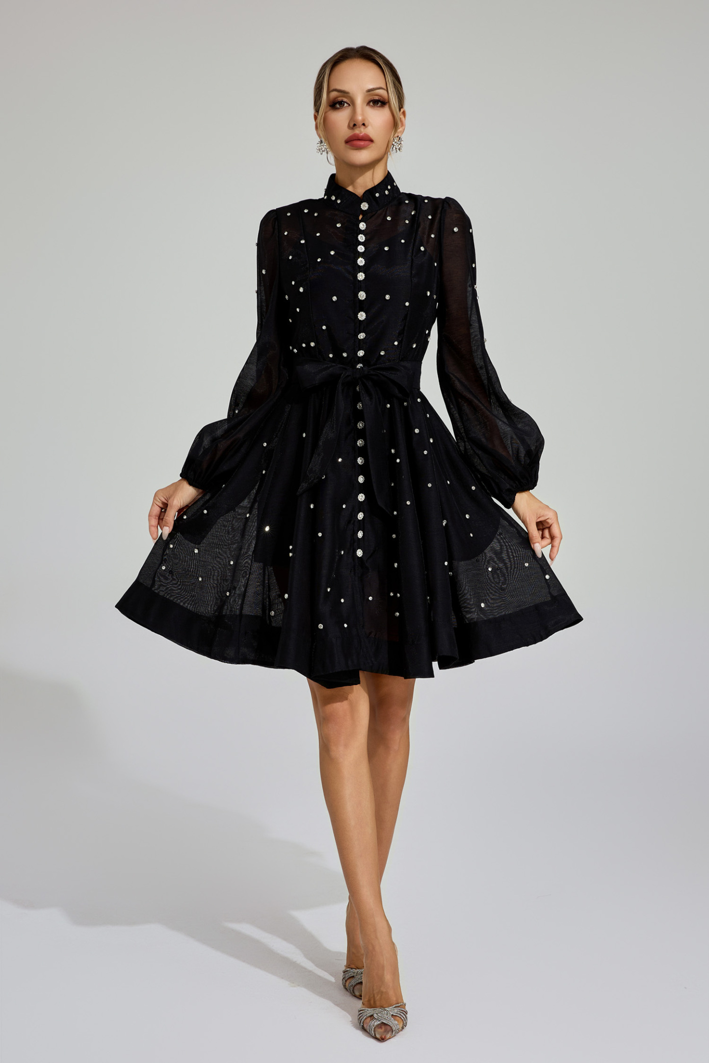 Bennett Black Diamond Embellished Mini Dress