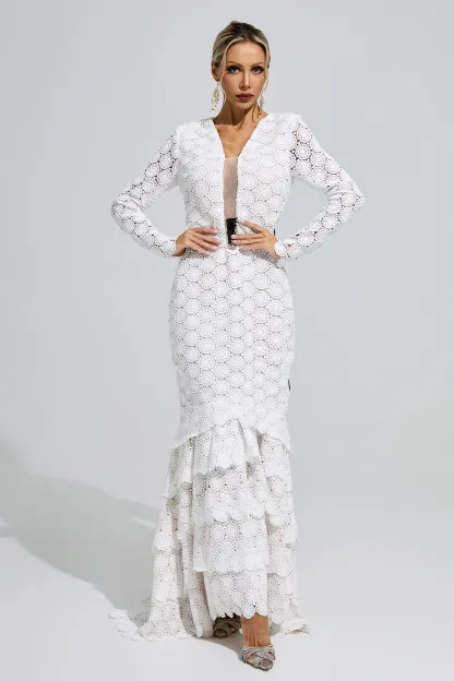 Morisot White Lace Mermaid Dress