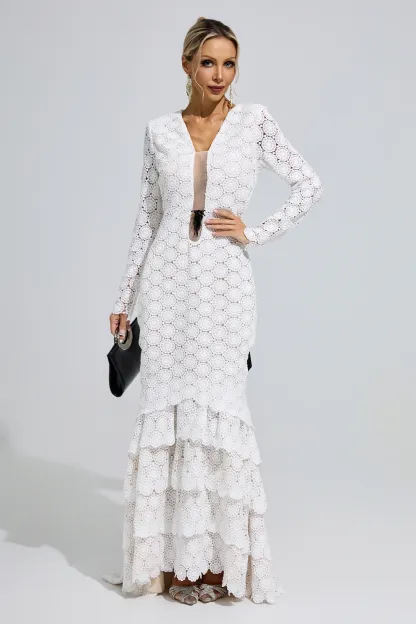 Morisot White Lace Mermaid Dress