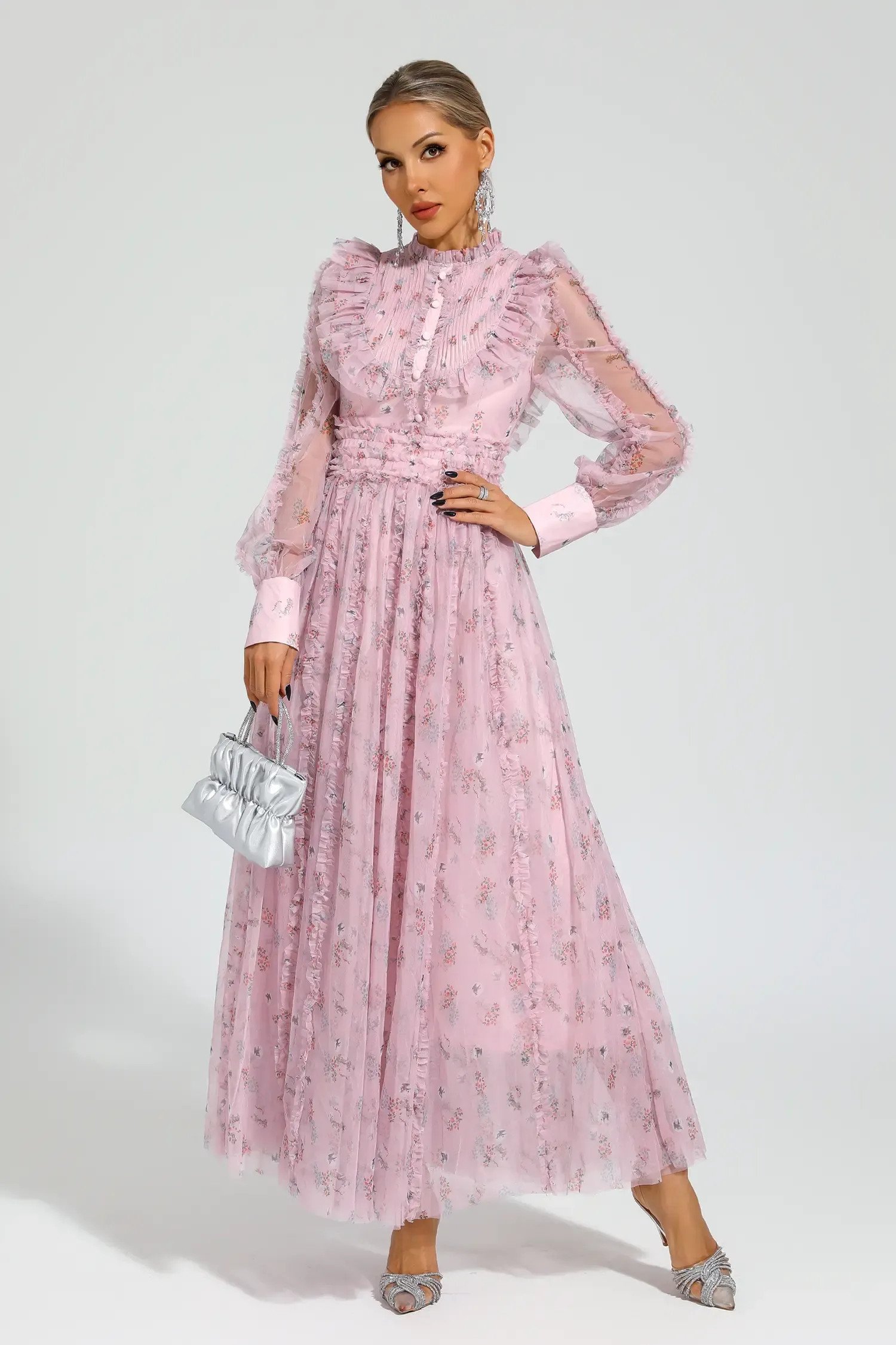 Bell Pink Floral Long Sleeve Dress