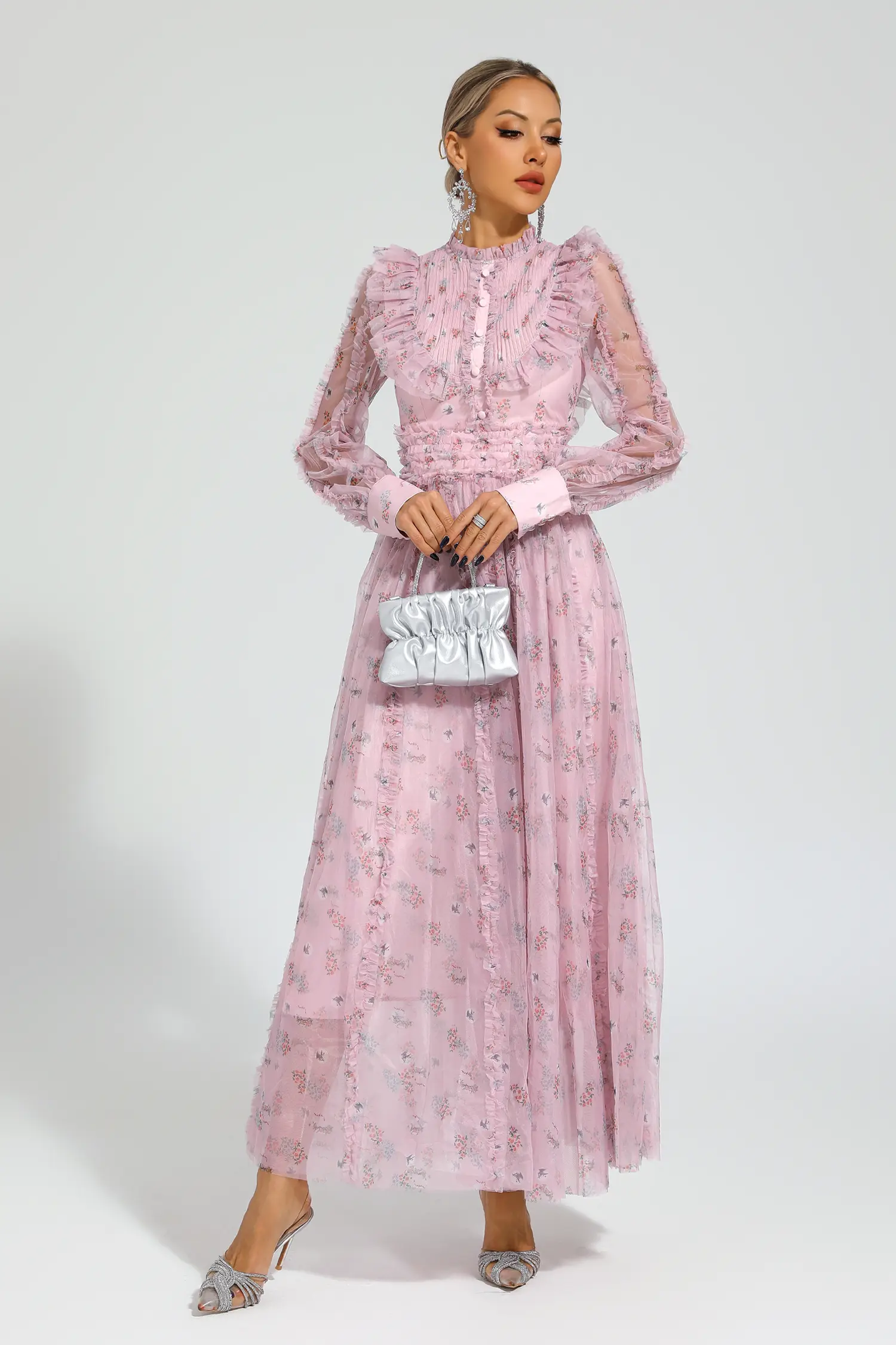 Bell Pink Floral Long Sleeve Dress