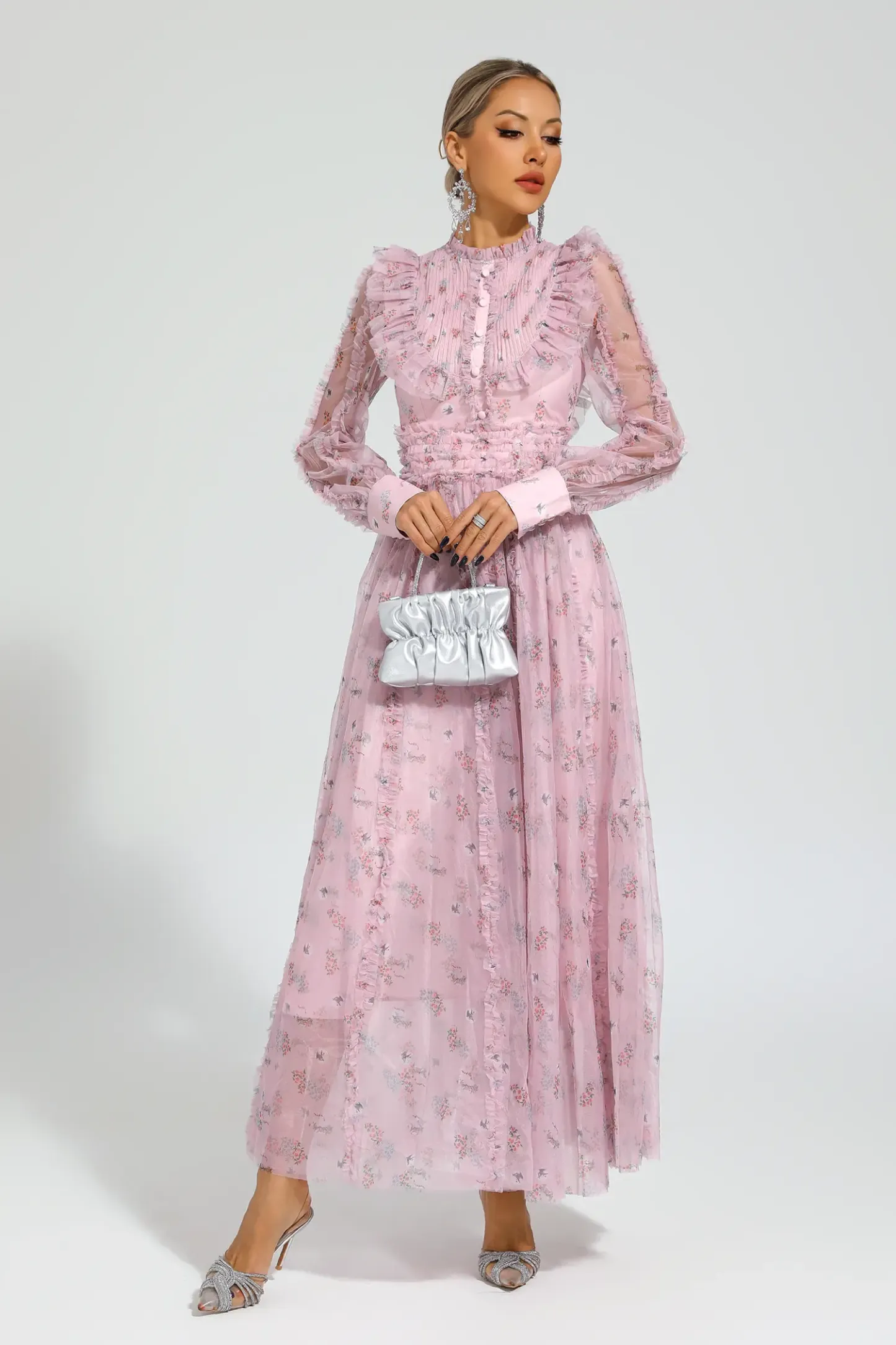 Bell Pink Floral Long Sleeve Dress