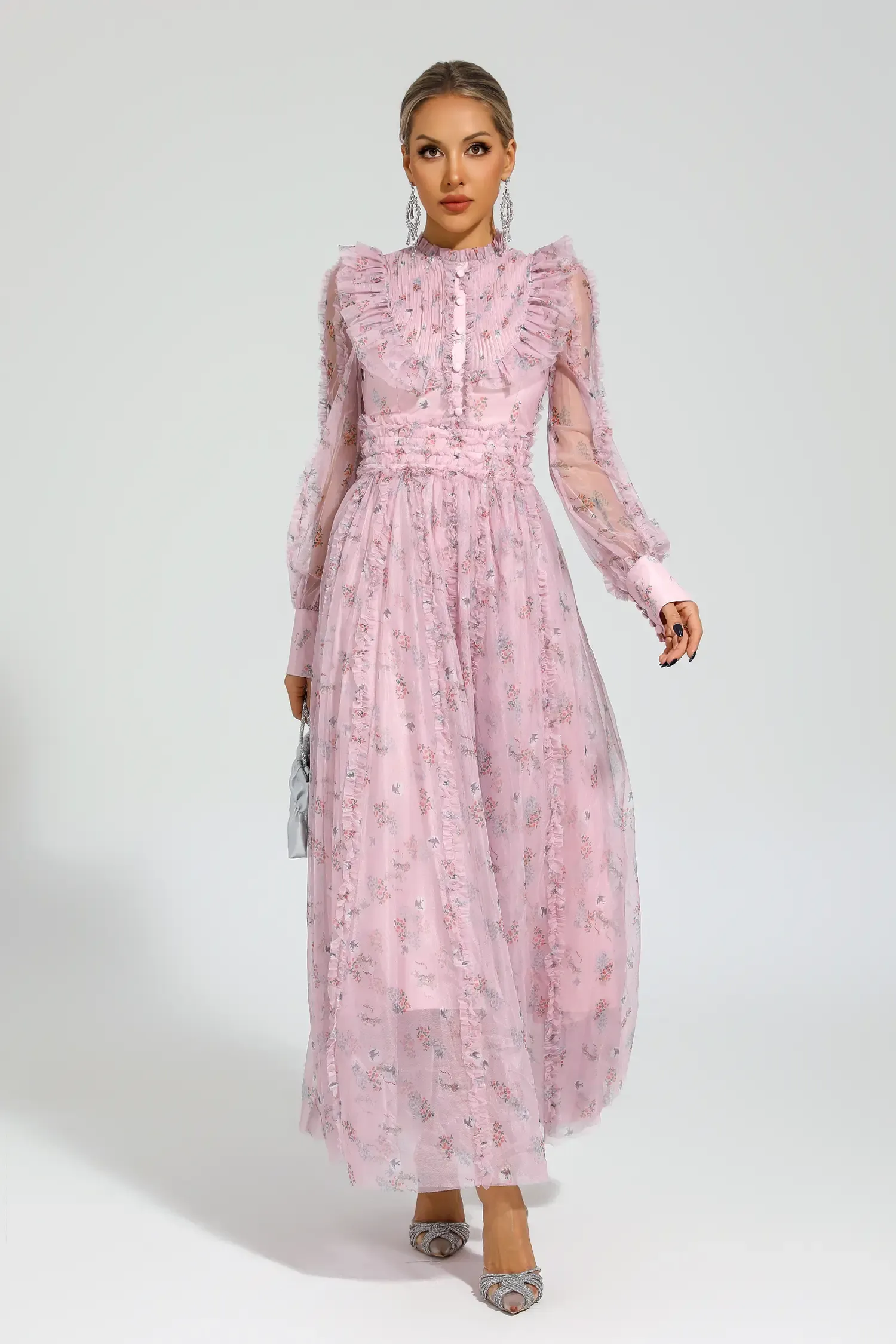 Bell Pink Floral Long Sleeve Dress