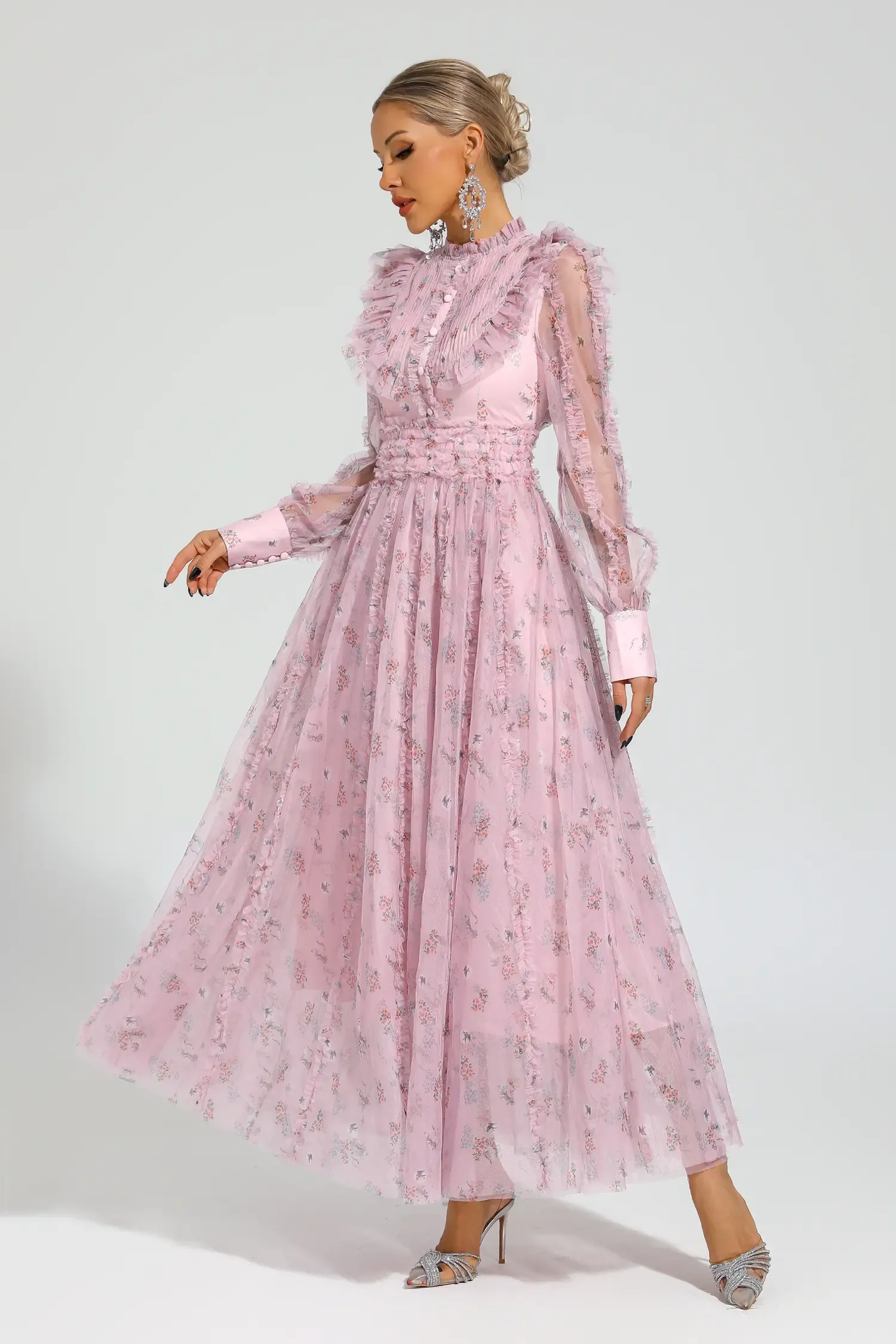Bell Pink Floral Long Sleeve Dress