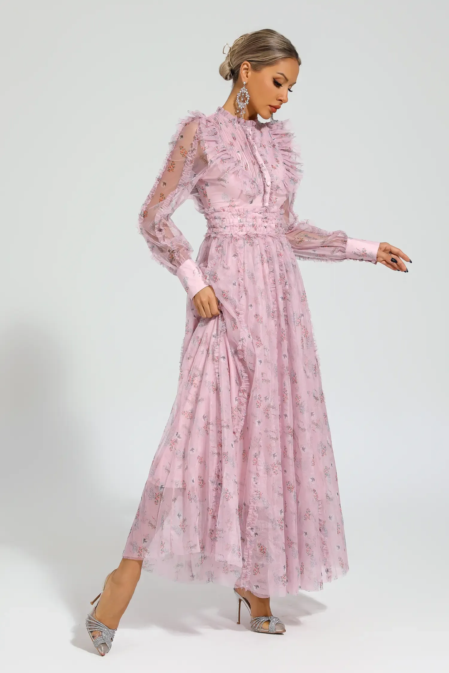 Bell Pink Floral Long Sleeve Dress
