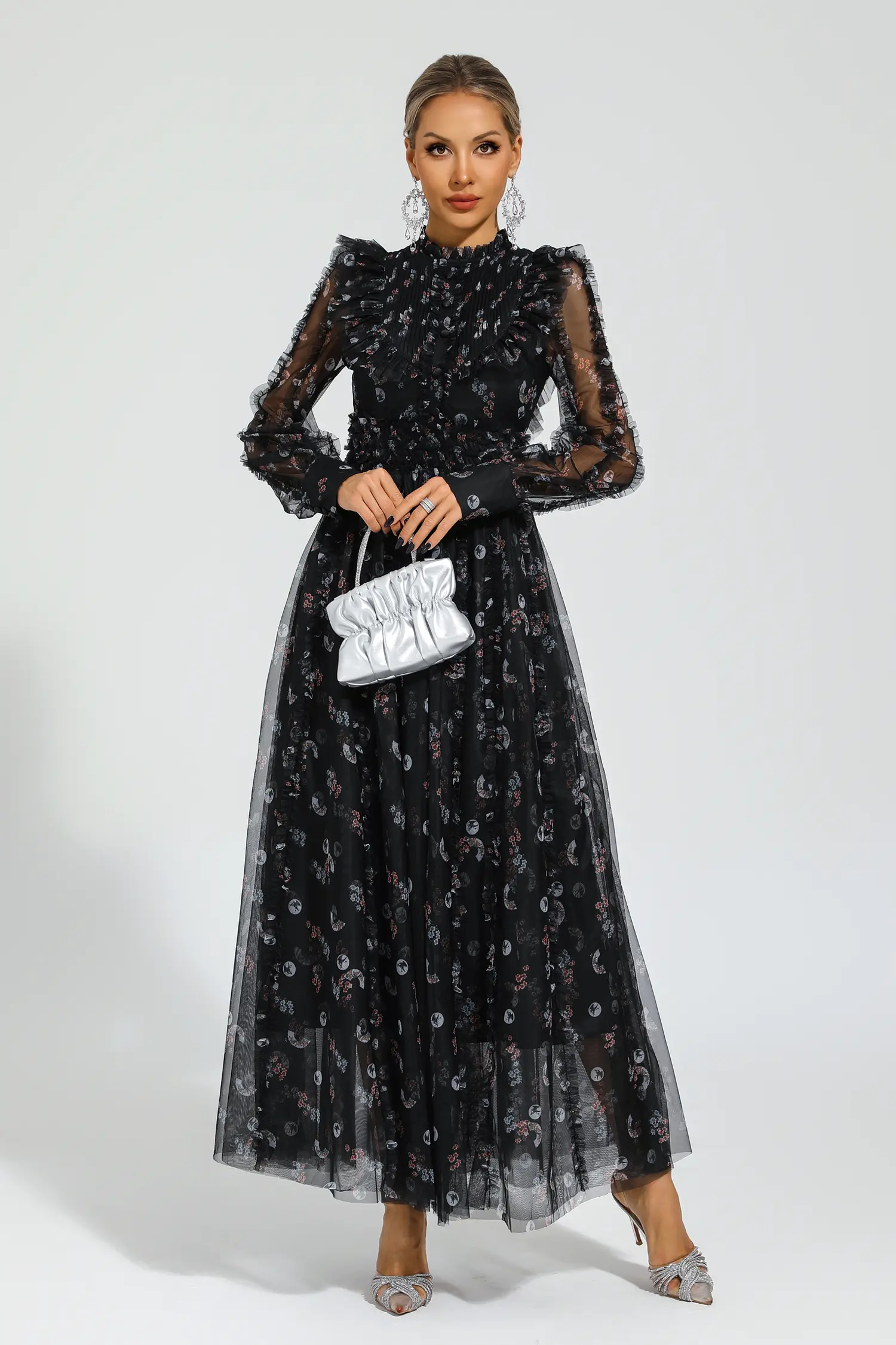 Bell Black Floral Long Sleeve Dress