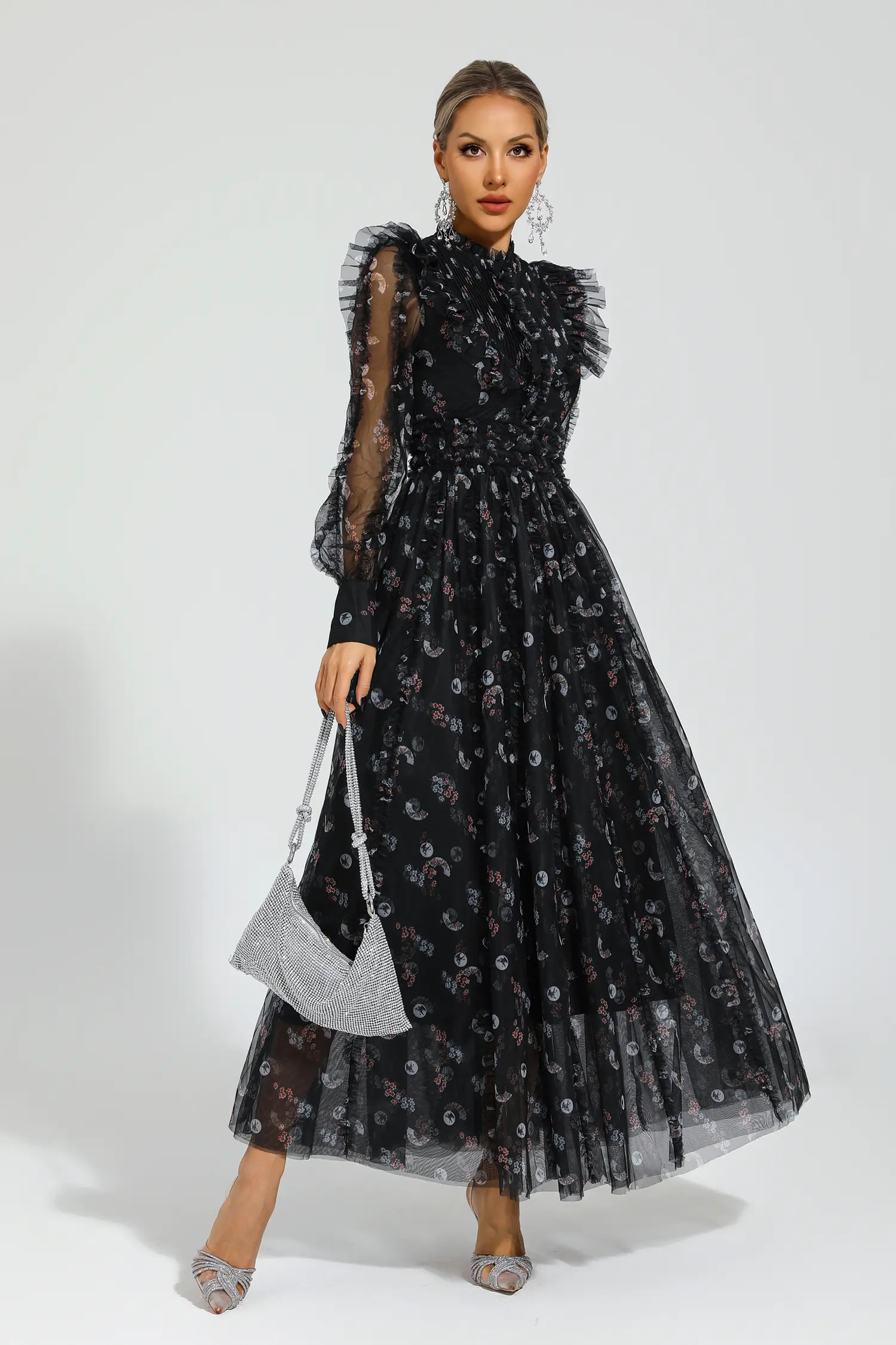 Bell Black Floral Long Sleeve Dress