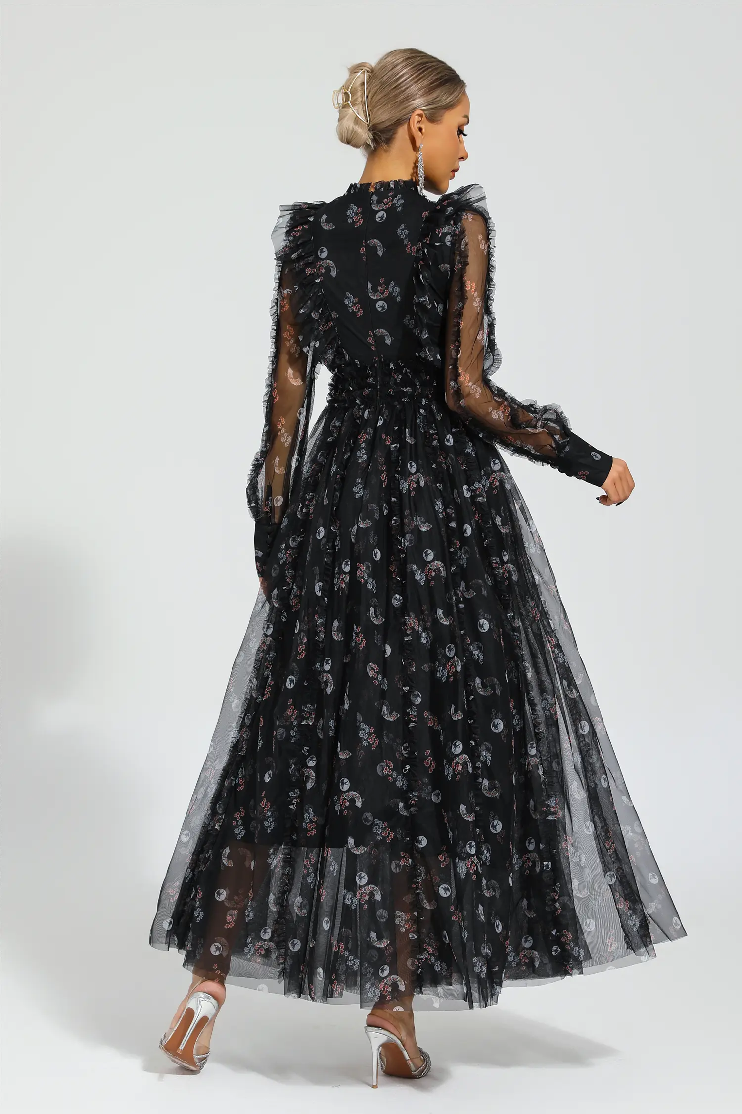 Bell Black Floral Long Sleeve Dress