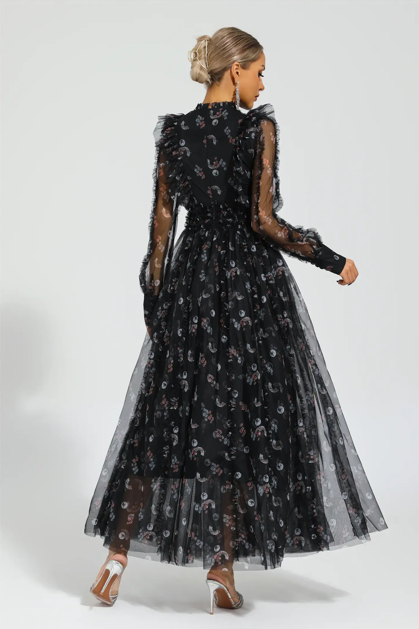 Bell Black Floral Long Sleeve Dress