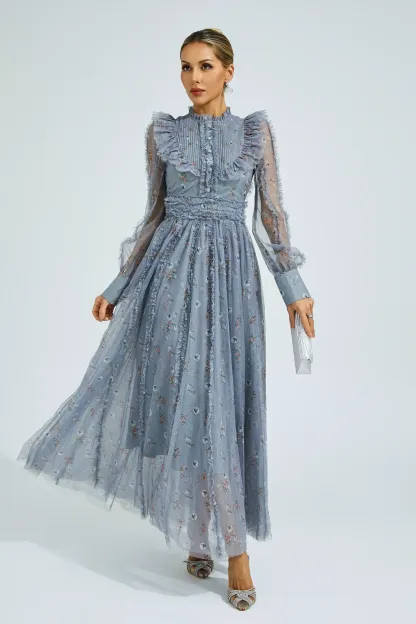 Bell Grey Floral Long Sleeve Dress
