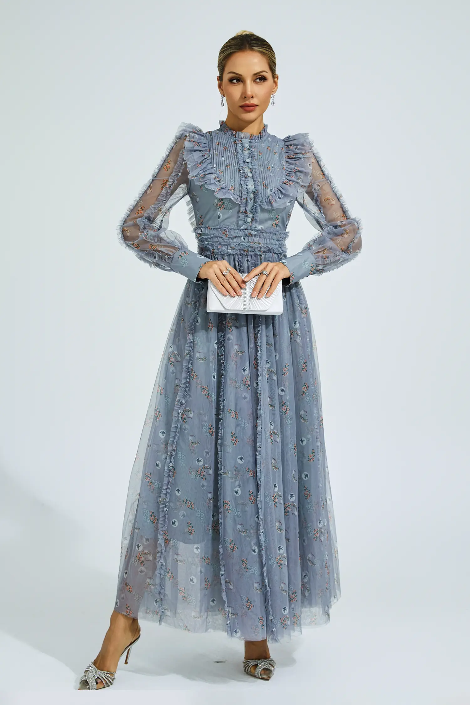 Bell Grey Floral Long Sleeve Dress