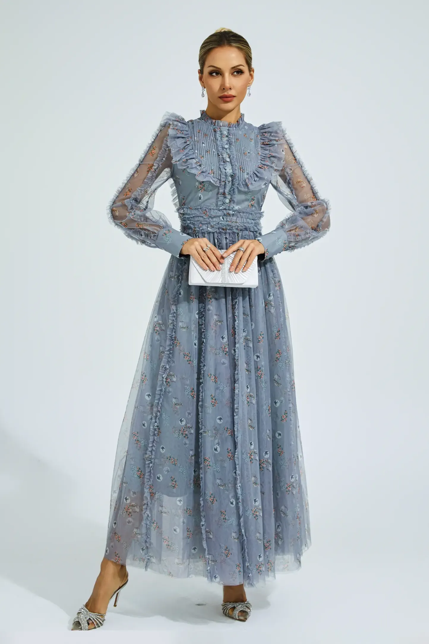 Bell Grey Floral Long Sleeve Dress
