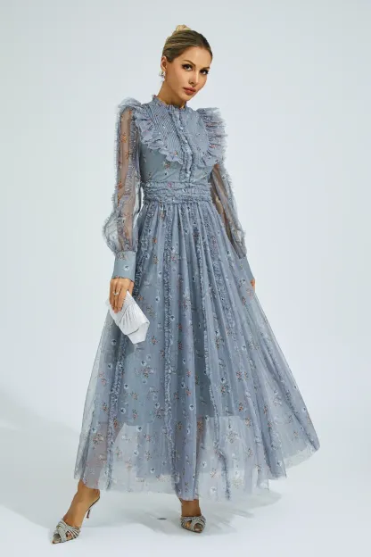 Bell Grey Floral Long Sleeve Dress