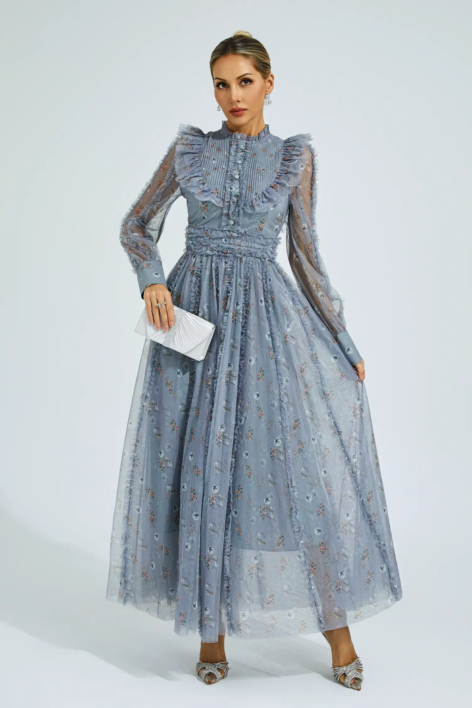 Bell Grey Floral Long Sleeve Dress
