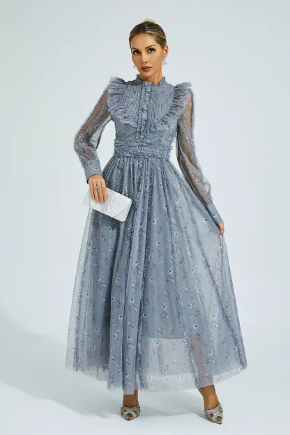 Bell Grey Floral Long Sleeve Dress