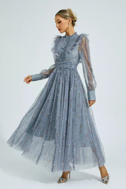 Bell Grey Floral Long Sleeve Dress