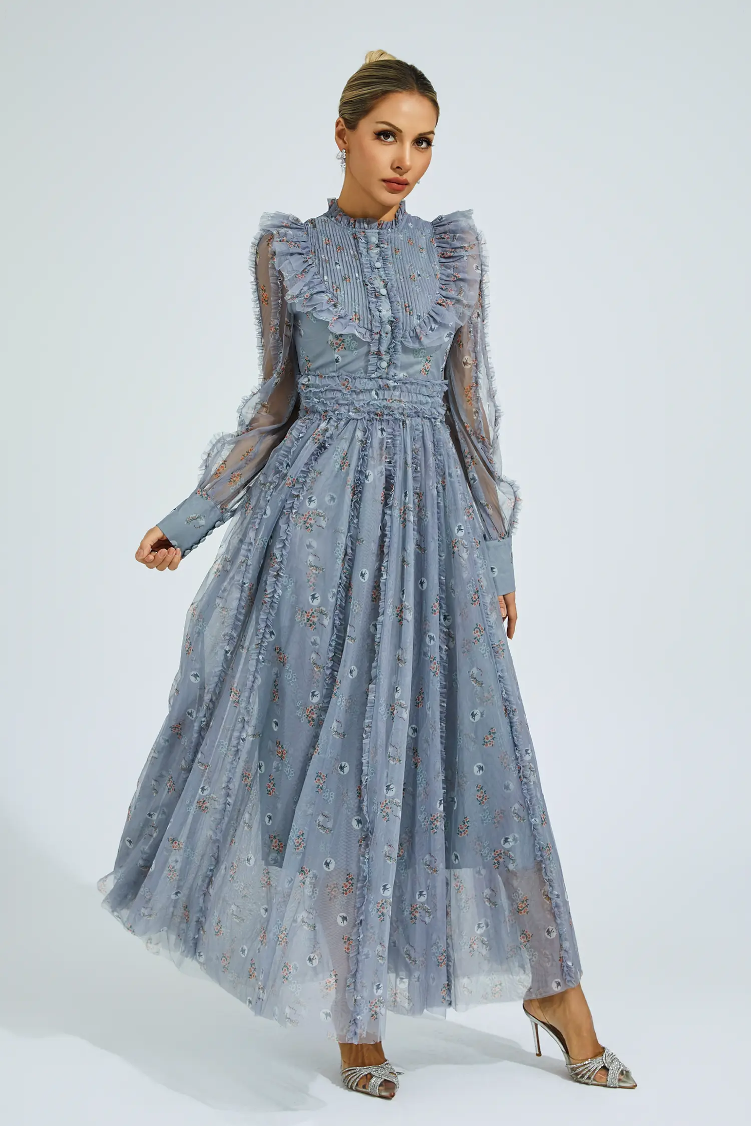 Bell Grey Floral Long Sleeve Dress