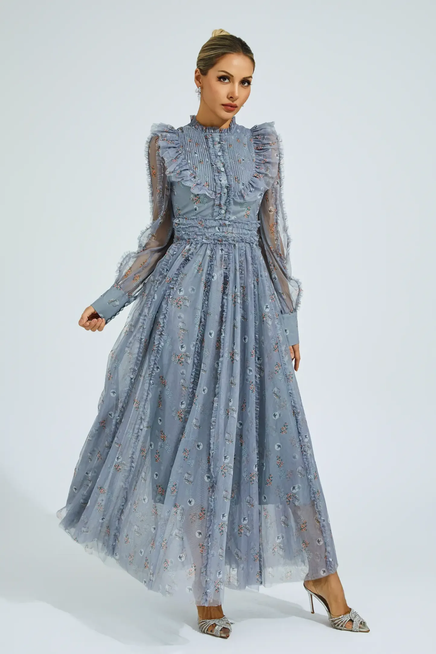 Bell Grey Floral Long Sleeve Dress