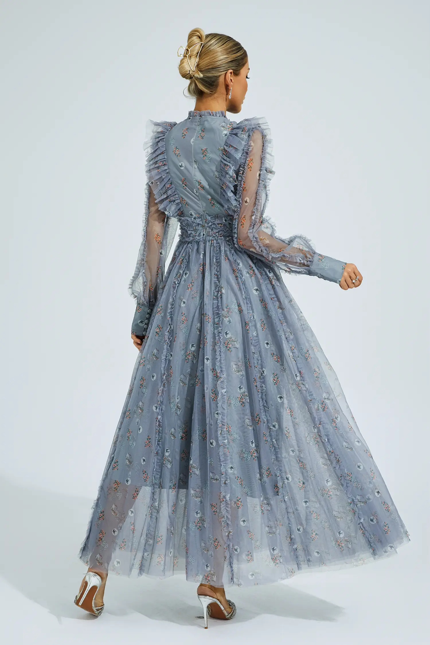 Bell Grey Floral Long Sleeve Dress