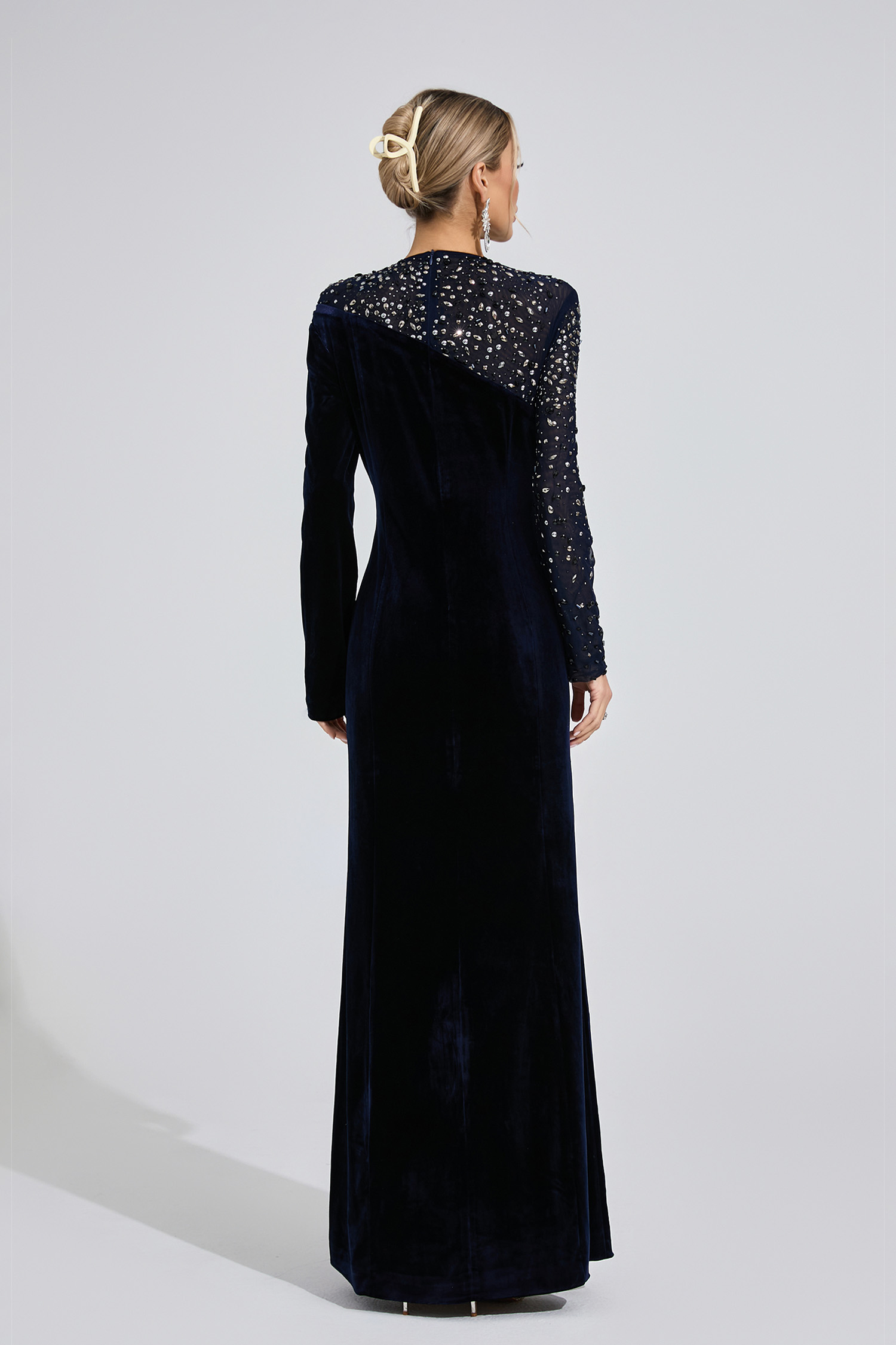 Delta Navy Blue Velvet Maxi Dress