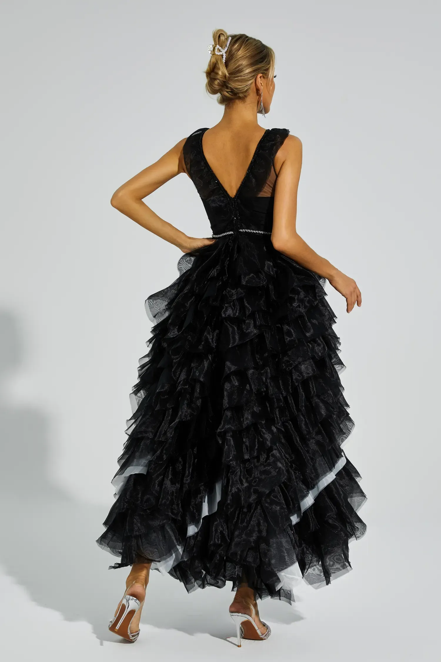 Blithe Black Mesh Tutu Maxi Dress