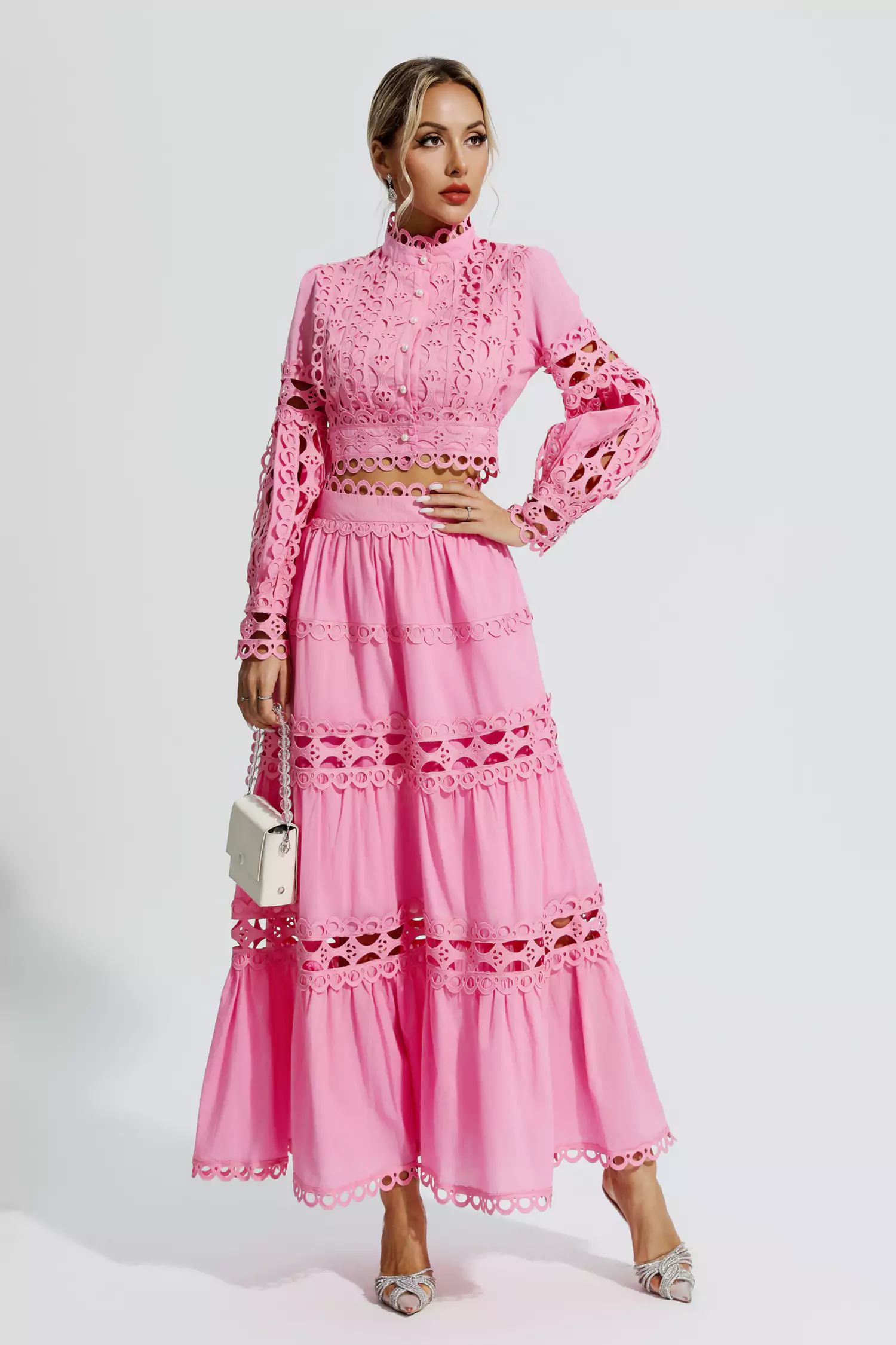 Sunflower Pink Lace Hollow Set
