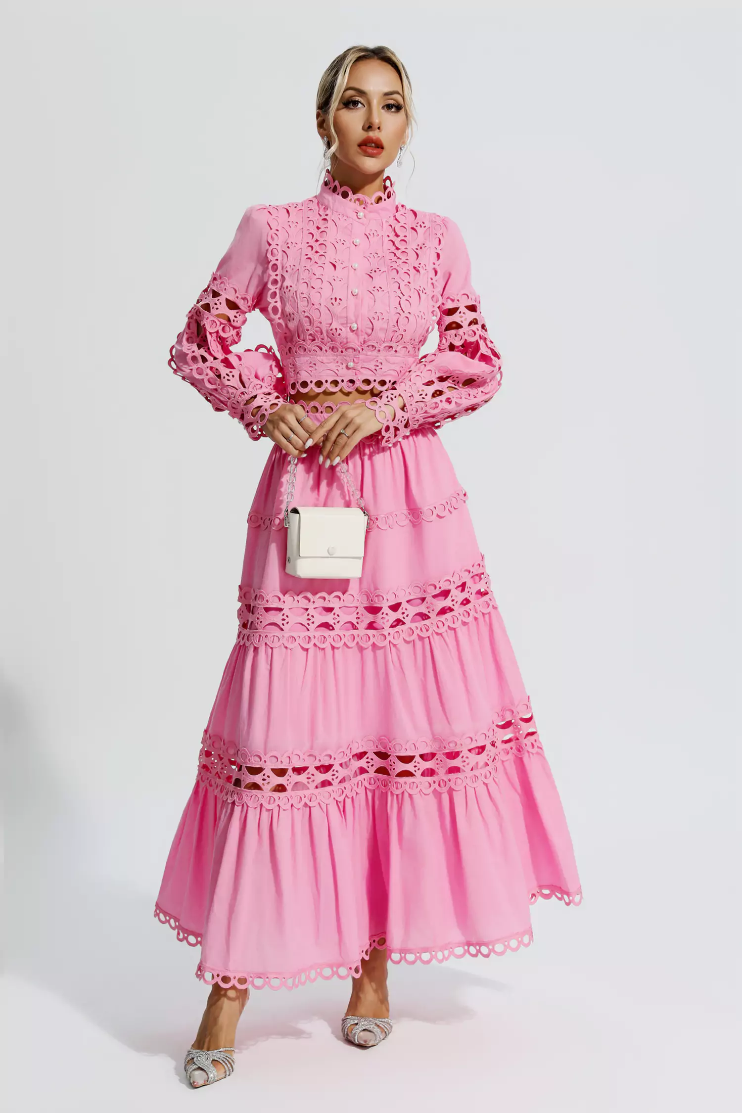 Sunflower Pink Lace Hollow Set