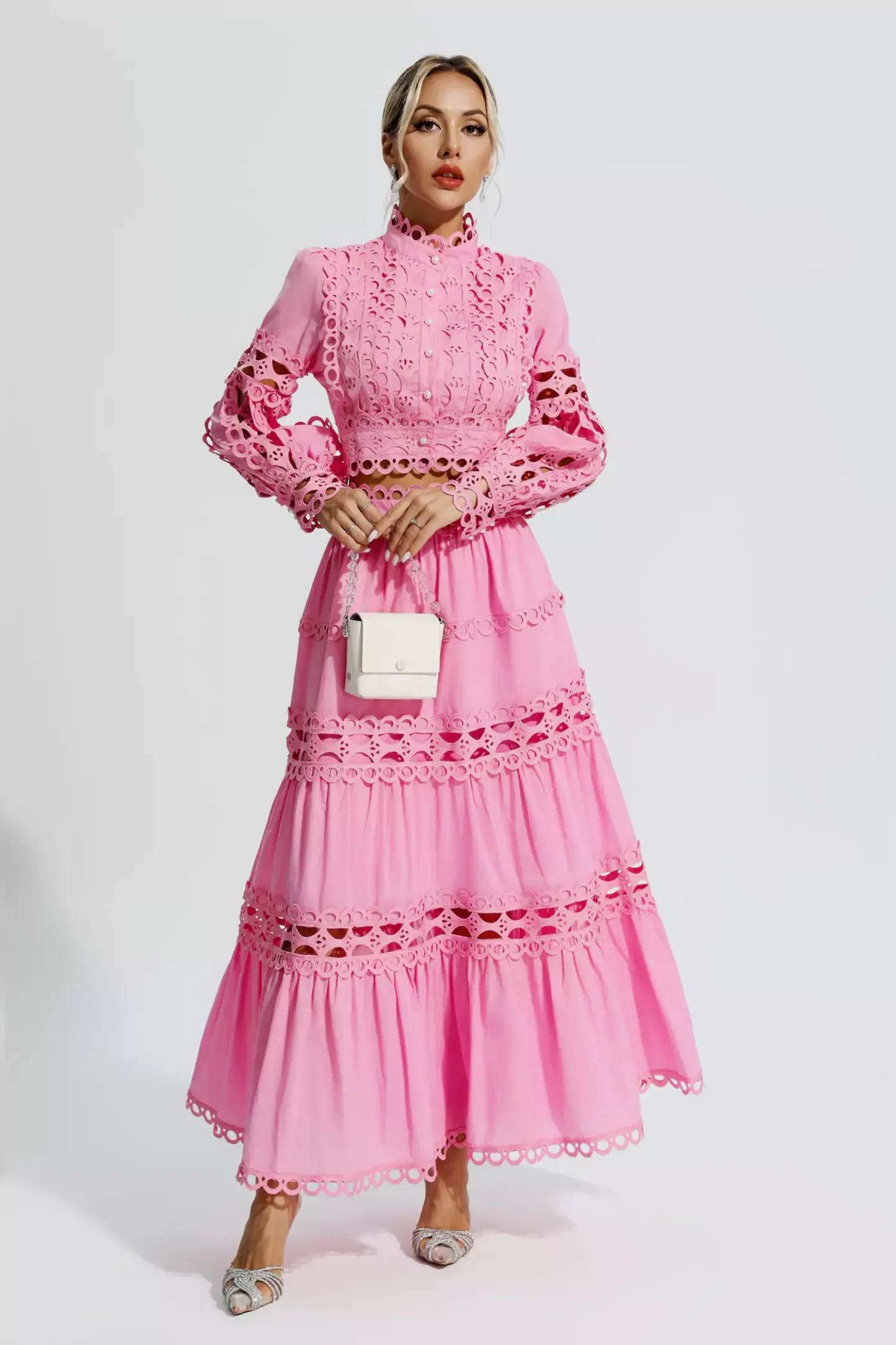 Sunflower Pink Lace Hollow Set