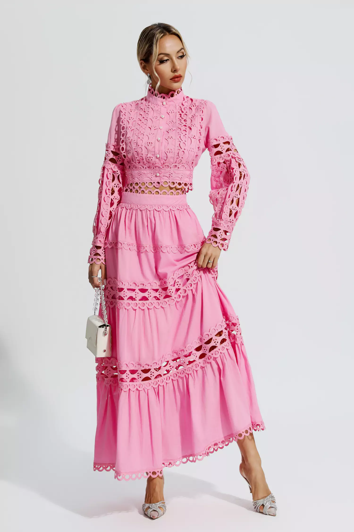 Sunflower Pink Lace Hollow Set
