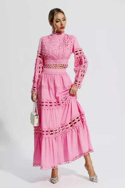 Sunflower Pink Lace Hollow Set