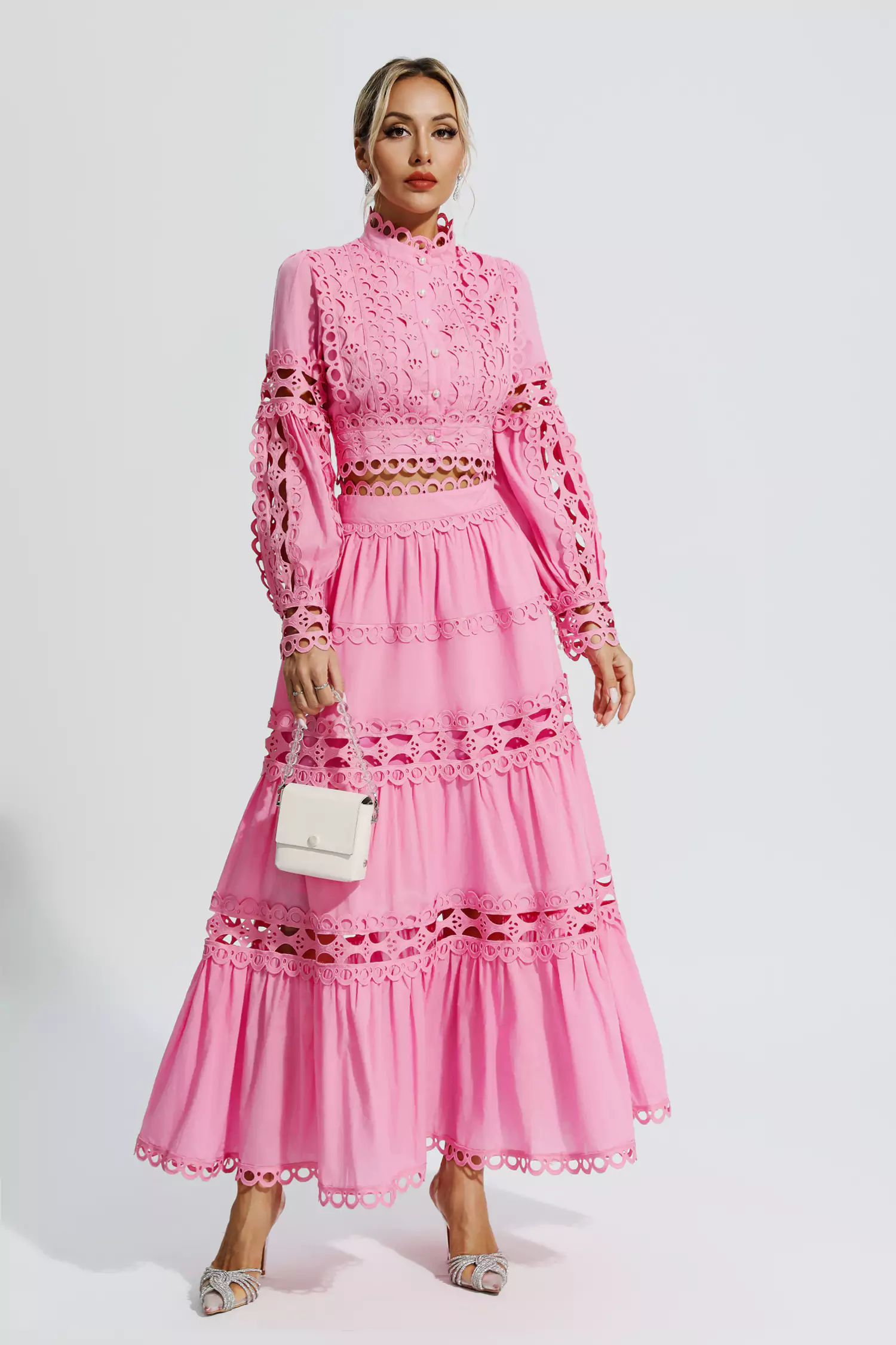 Sunflower Pink Lace Hollow Set