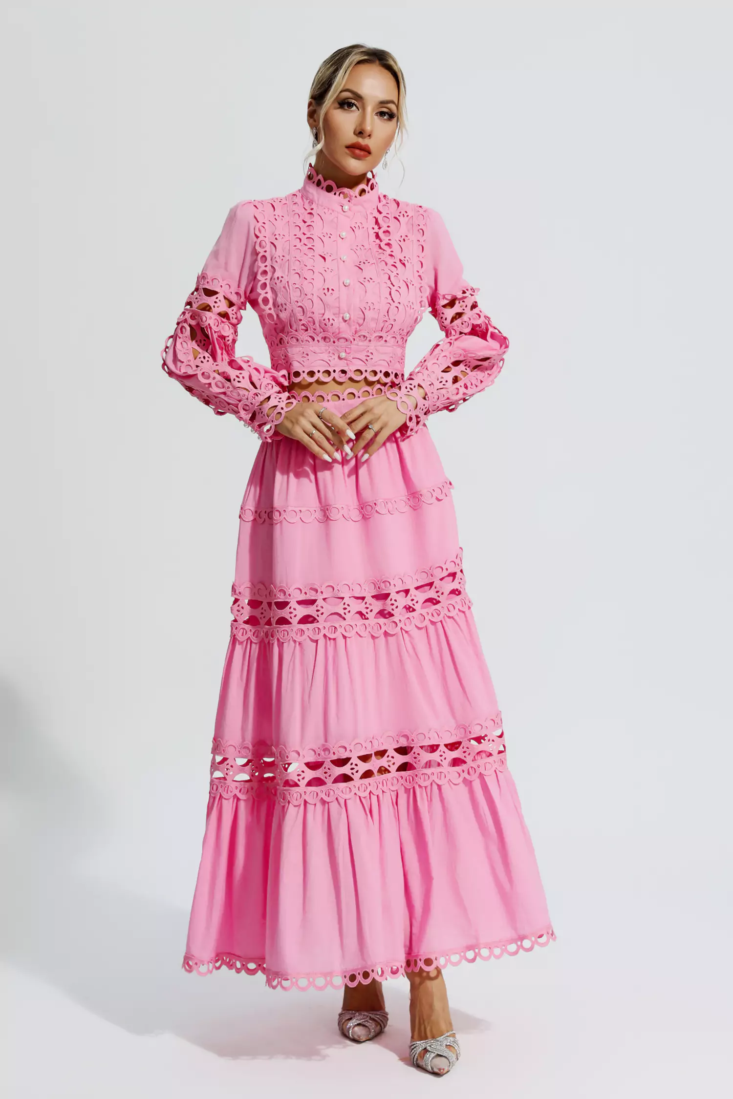 Sunflower Pink Lace Hollow Set