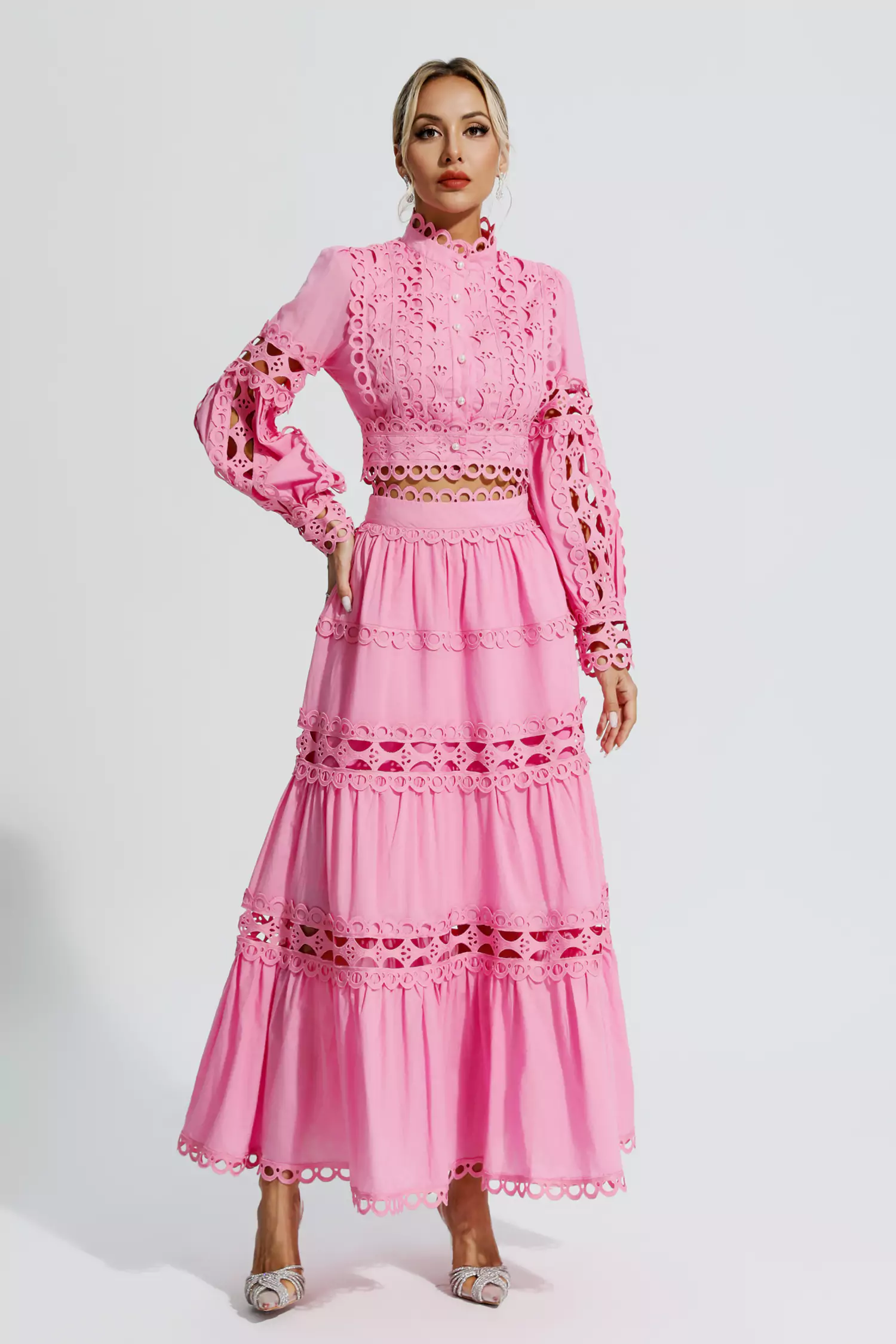 Sunflower Pink Lace Hollow Set