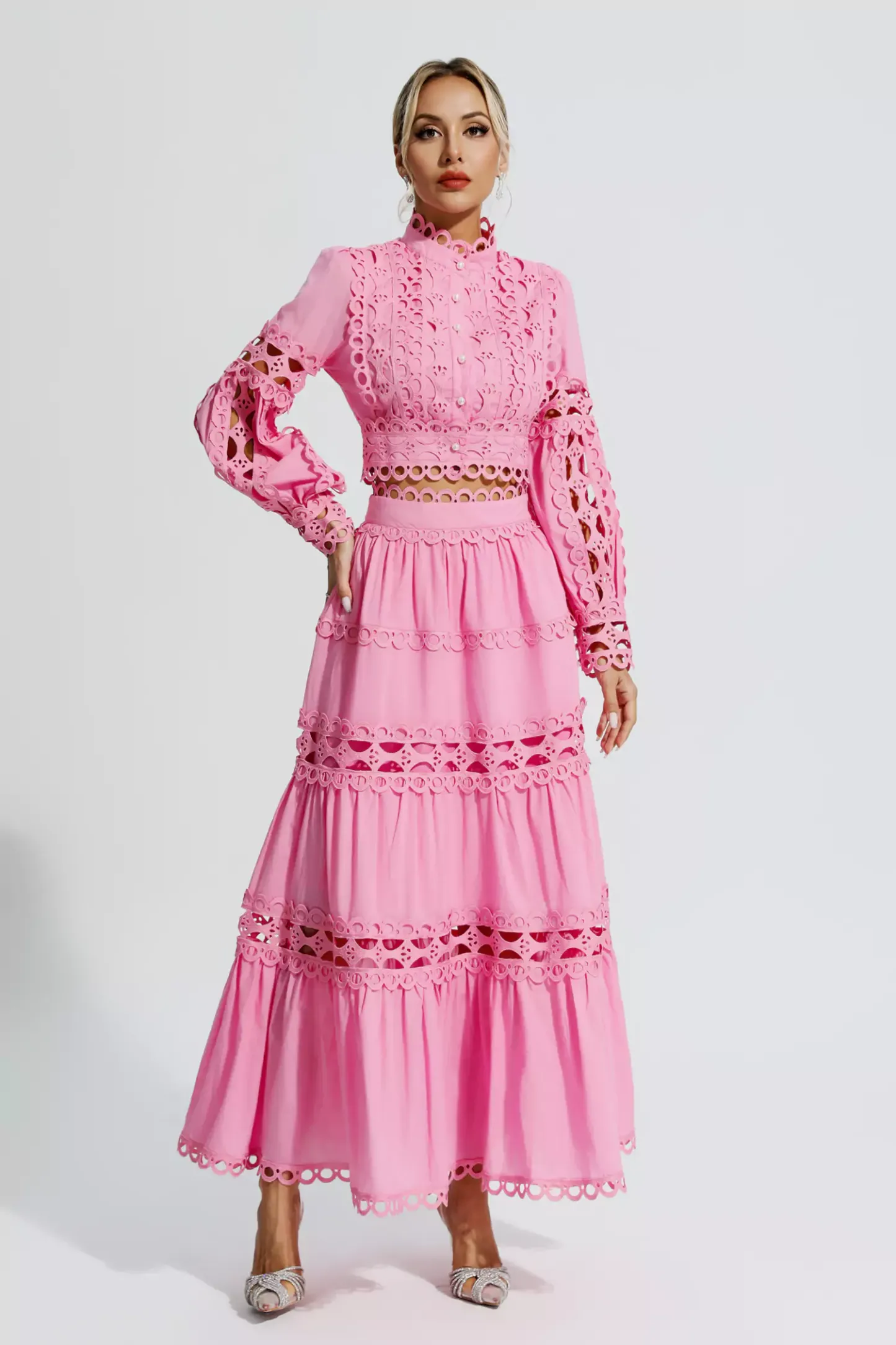 Sunflower Pink Lace Hollow Set